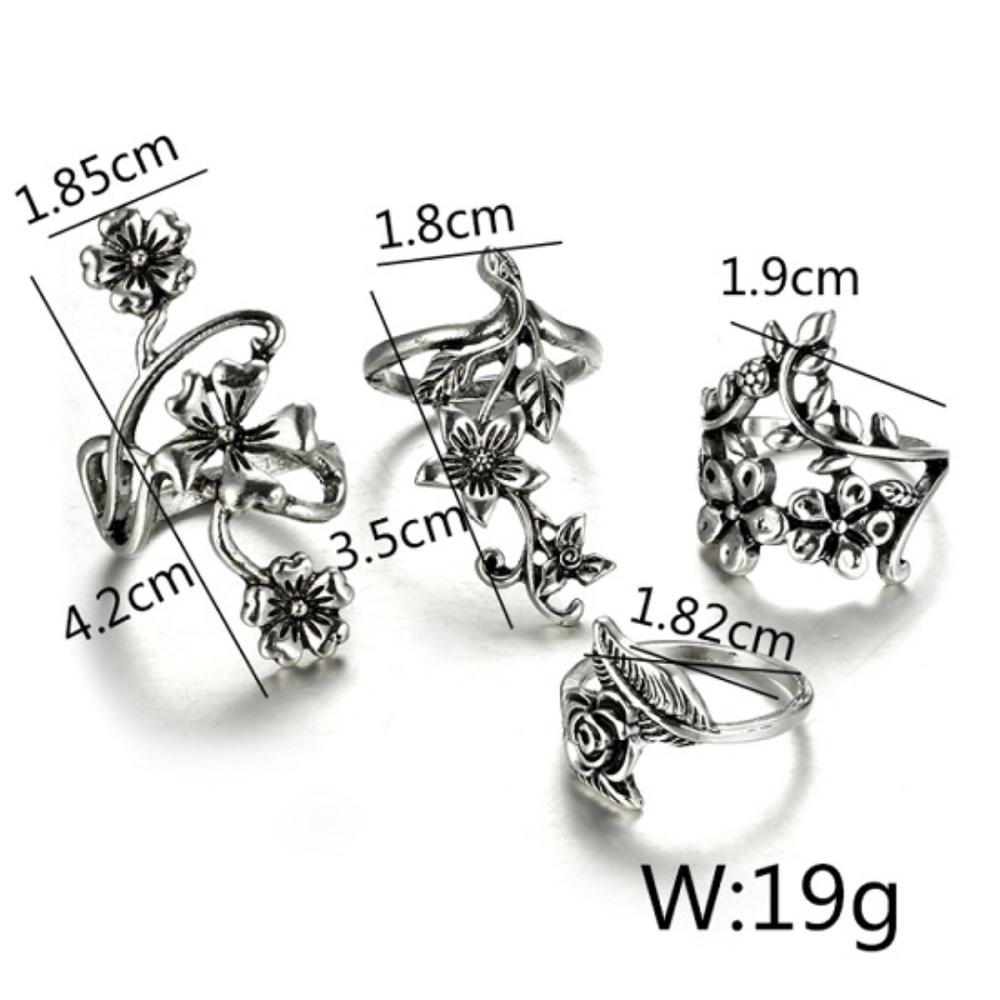 New Ancient Barbie Girl Silver Flower 4 PCs Set - Picture 2 of 5